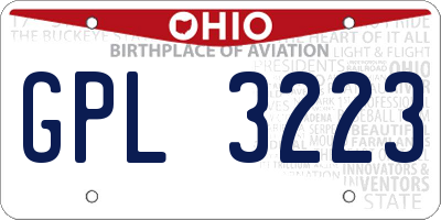 OH license plate GPL3223
