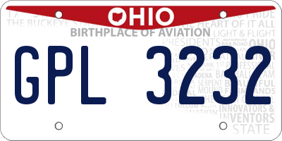 OH license plate GPL3232