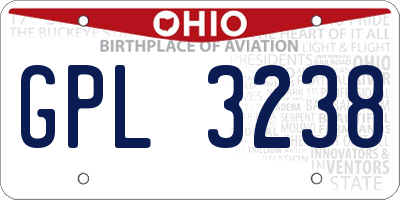 OH license plate GPL3238