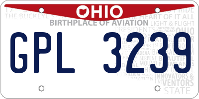 OH license plate GPL3239