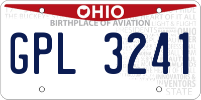 OH license plate GPL3241