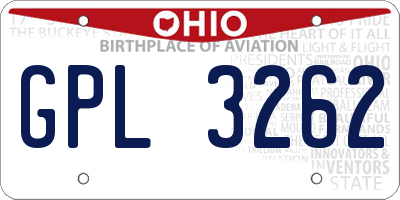 OH license plate GPL3262