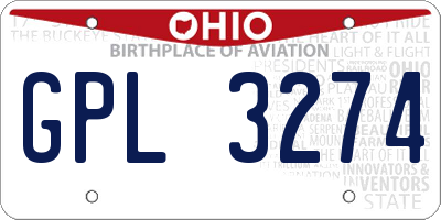 OH license plate GPL3274