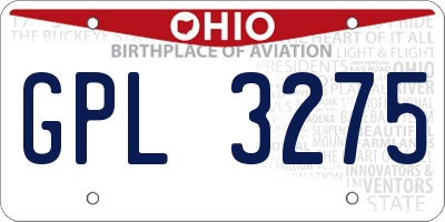 OH license plate GPL3275