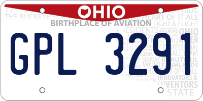 OH license plate GPL3291
