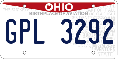 OH license plate GPL3292