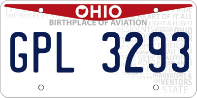 OH license plate GPL3293