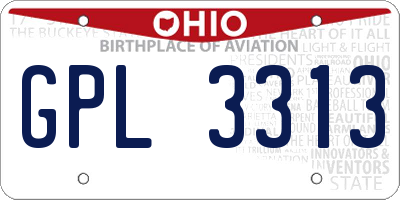 OH license plate GPL3313