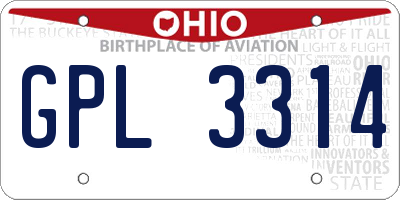 OH license plate GPL3314