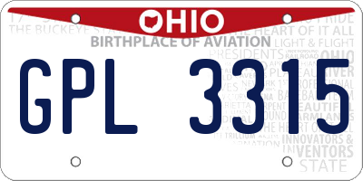 OH license plate GPL3315