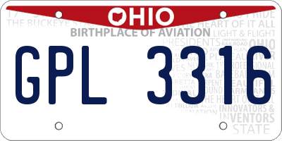 OH license plate GPL3316
