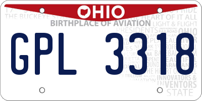 OH license plate GPL3318