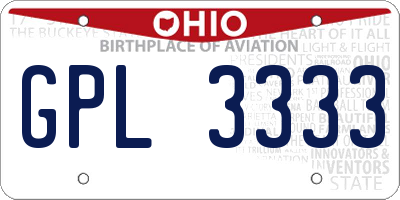 OH license plate GPL3333