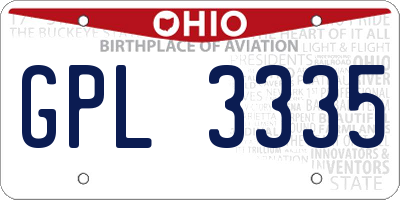 OH license plate GPL3335