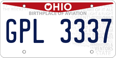 OH license plate GPL3337
