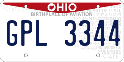 OH license plate GPL3344