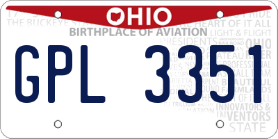OH license plate GPL3351