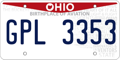 OH license plate GPL3353