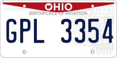 OH license plate GPL3354