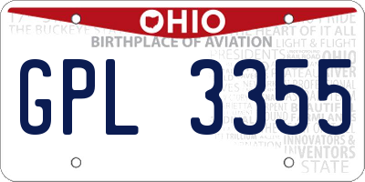 OH license plate GPL3355