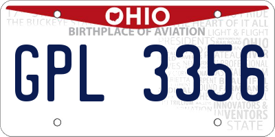 OH license plate GPL3356
