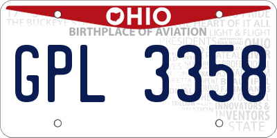 OH license plate GPL3358