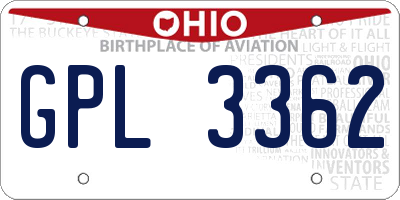 OH license plate GPL3362