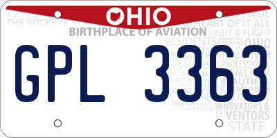 OH license plate GPL3363