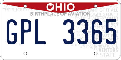 OH license plate GPL3365