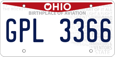 OH license plate GPL3366
