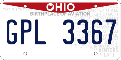 OH license plate GPL3367