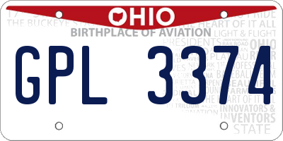 OH license plate GPL3374