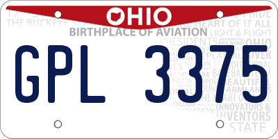 OH license plate GPL3375