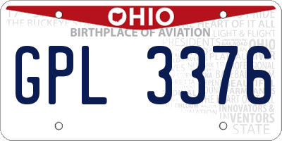 OH license plate GPL3376