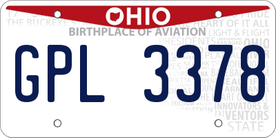 OH license plate GPL3378