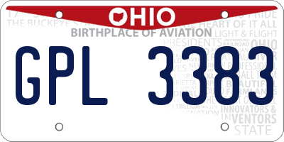 OH license plate GPL3383