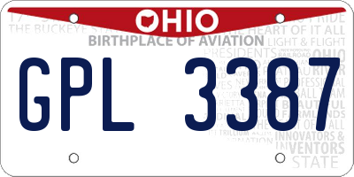 OH license plate GPL3387