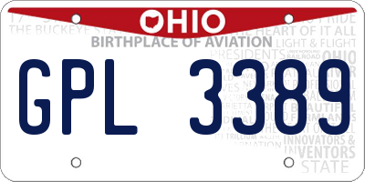 OH license plate GPL3389