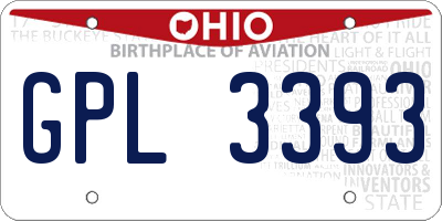 OH license plate GPL3393