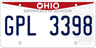 OH license plate GPL3398
