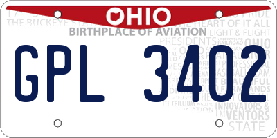 OH license plate GPL3402