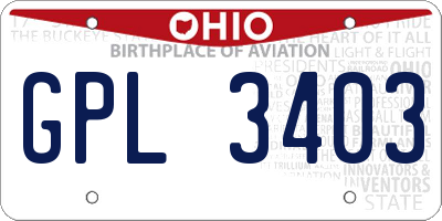 OH license plate GPL3403