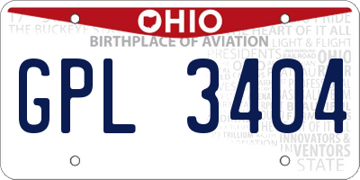 OH license plate GPL3404