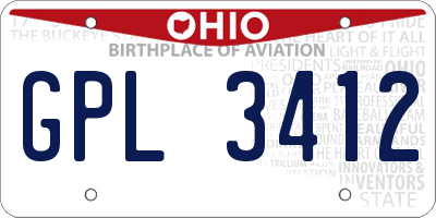 OH license plate GPL3412