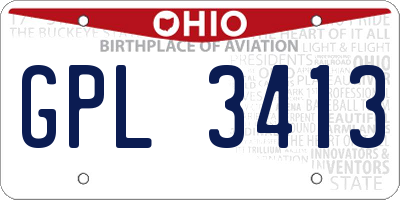 OH license plate GPL3413