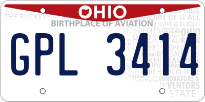 OH license plate GPL3414