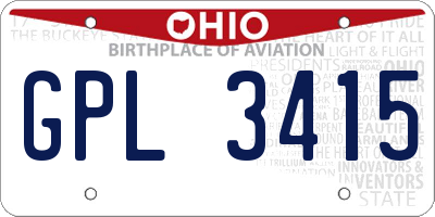 OH license plate GPL3415
