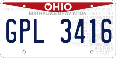 OH license plate GPL3416