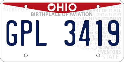 OH license plate GPL3419