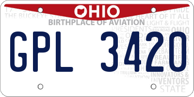 OH license plate GPL3420